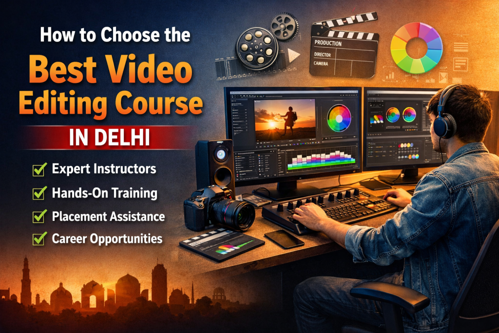Best video editing course in Delhi with professional editing setup and industry tools